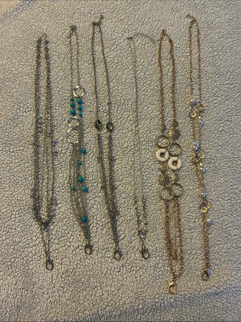 Mixed Metal Layered lanyard Necklaces with removable lanyard clips